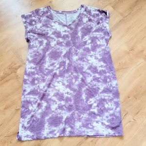 Sonoma Purple and White T-Shirt Dress Size XL